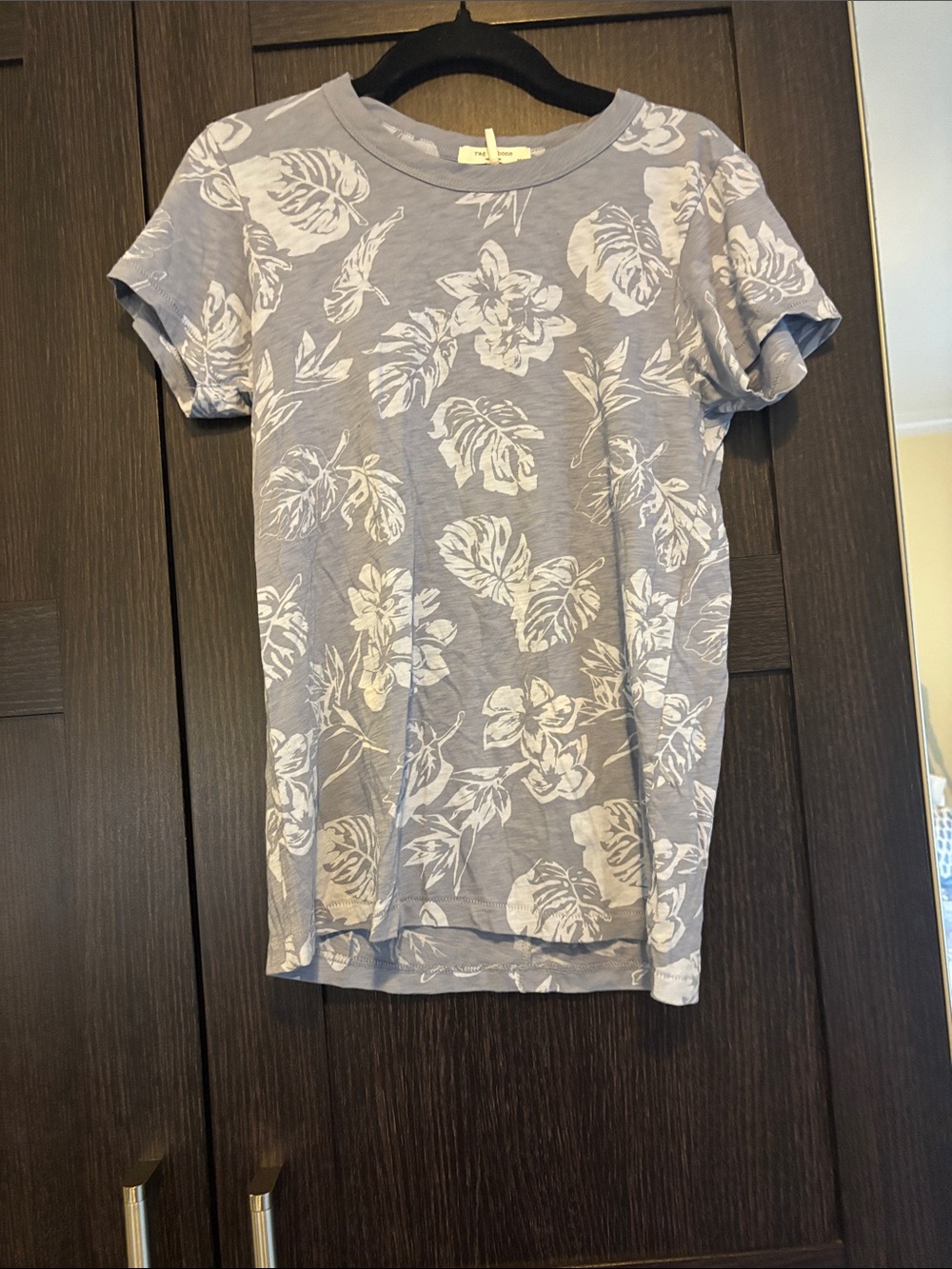 rag & bone Light Blue Floral Short Sleeve Tee